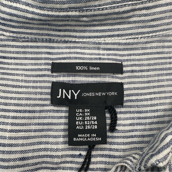 JNY Jones New York Blue Striped Oversize V-Neck Shirt Sz3x - Picture 7 of 8